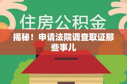 安远揭秘！申请法院调查取证那些事儿