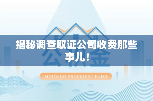 安远揭秘调查取证公司收费那些事儿！