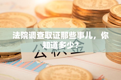 安远法院调查取证那些事儿，你知道多少？