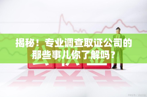 安远揭秘！专业调查取证公司的那些事儿你了解吗？