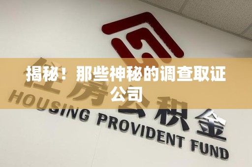 安远揭秘！那些神秘的调查取证公司