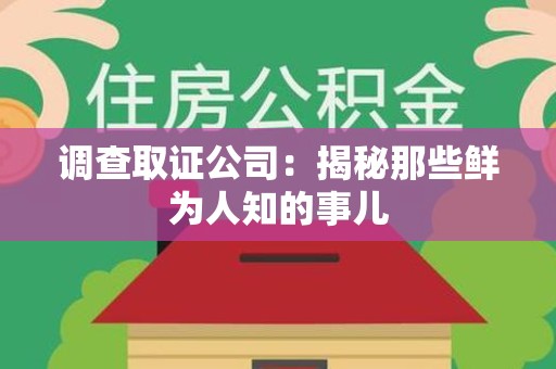 安远调查取证公司：揭秘那些鲜为人知的事儿