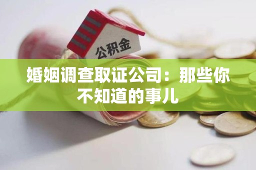 安远婚姻调查取证公司：那些你不知道的事儿