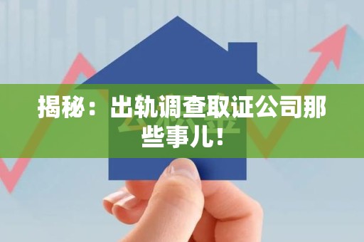 安远揭秘：出轨调查取证公司那些事儿！