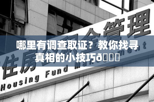 安远哪里有调查取证？教你找寻真相的小技巧😎