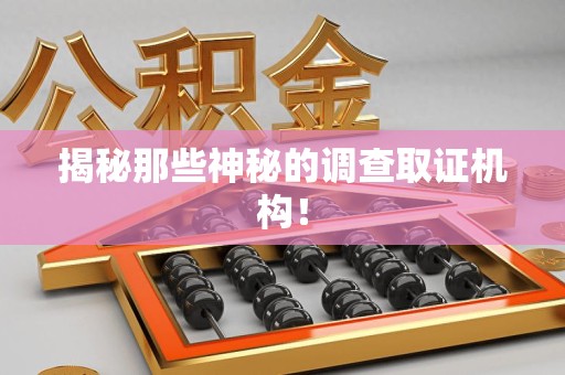 安远揭秘那些神秘的调查取证机构！