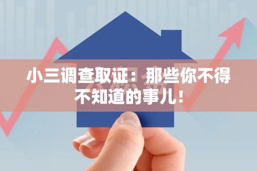 安远小三调查取证：那些你不得不知道的事儿！