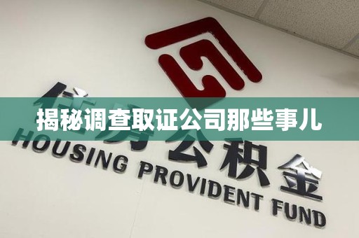 安远揭秘调查取证公司那些事儿