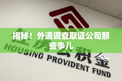 安远揭秘！外遇调查取证公司那些事儿