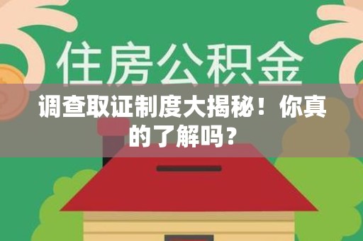 安远调查取证制度大揭秘！你真的了解吗？
