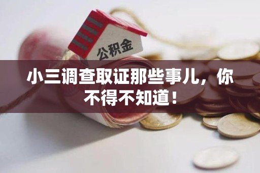 安远小三调查取证那些事儿，你不得不知道！