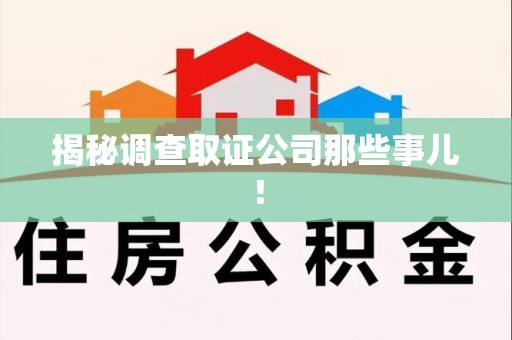 安远揭秘调查取证公司那些事儿！