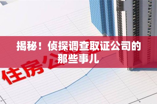 安远揭秘！侦探调查取证公司的那些事儿