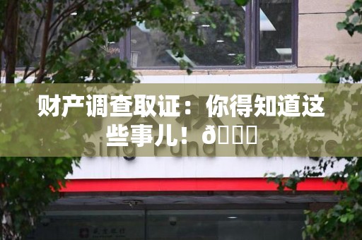 安远财产调查取证：你得知道这些事儿！😎