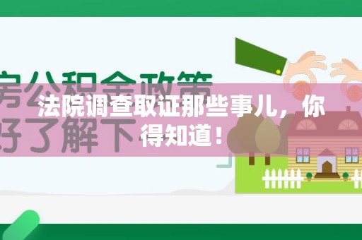 安远法院调查取证那些事儿，你得知道！