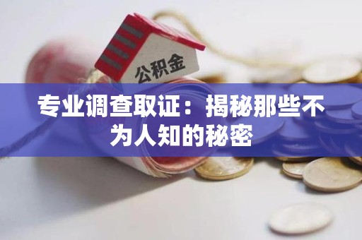 安远专业调查取证：揭秘那些不为人知的秘密