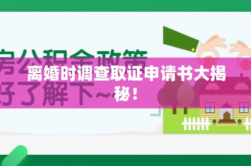 安远离婚时调查取证申请书大揭秘！